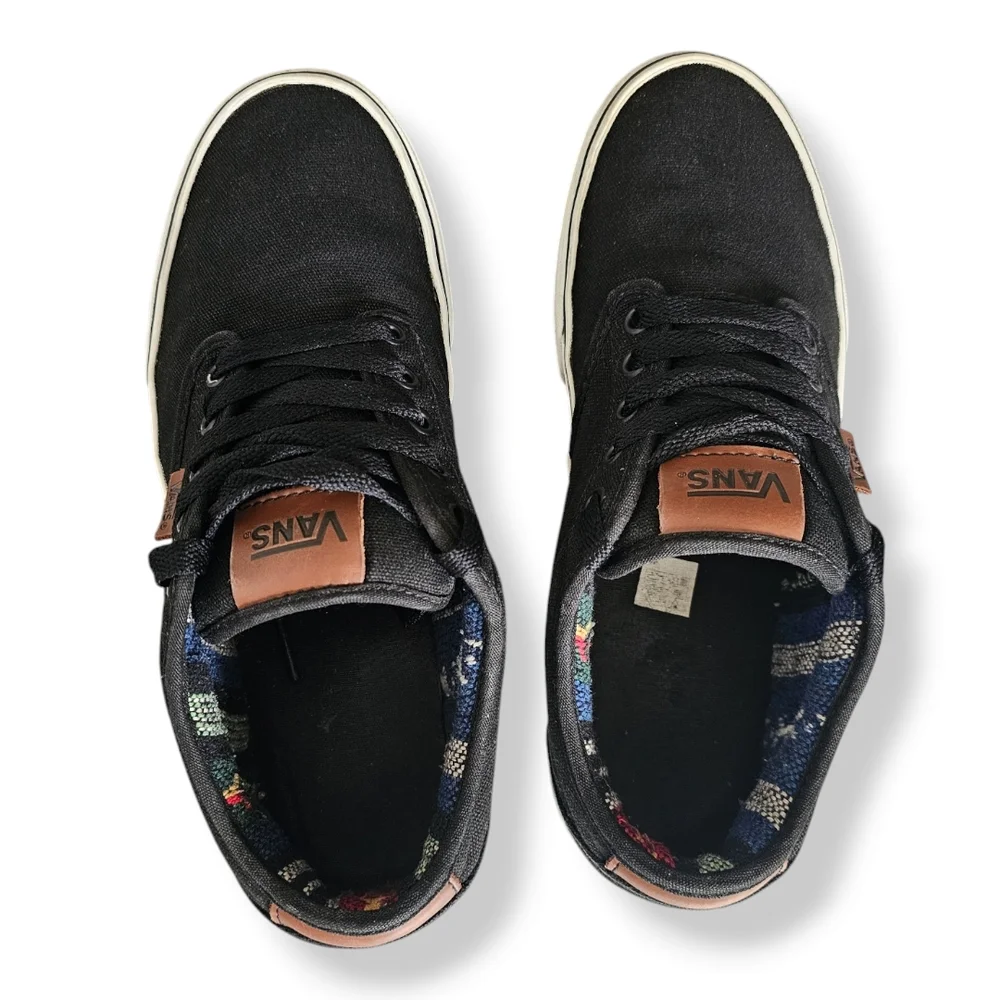Vans Men's Atwood Black Canvas Sneakers With Aztec Inner Size 9 - Picture 7 of 8